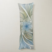 フローラドリームパターン抽象芸術ブルーカーキフラクタル ボディピロー (裏面 (縦))
