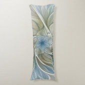 フローラドリームパターン抽象芸術ブルーカーキフラクタル ボディピロー (正面縦)