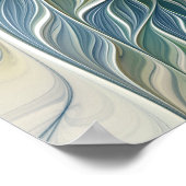 フローラドリームパターン抽象芸術ブルーカーキフラクタル ポスター (角)