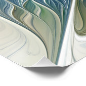 フローラドリームパターン抽象芸術ブルーカーキフラクタル ポスター (コーナー)