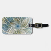 フローラドリームパターン抽象芸術ブルーカーキフラクタル ラゲッジタグ (正面横)