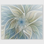 フローラドリームパターン抽象芸術ブルーカーキフラクタル ラッピングペーパー (フラット)