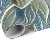 フローラドリームパターン抽象芸術ブルーカーキフラクタル ラッピングペーパー (ロールコーナー)