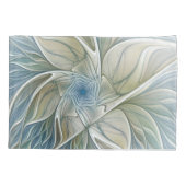 フローラドリームパターン抽象芸術ブルーカーキフラクタル 枕カバー (裏面)