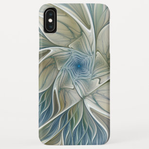 フローラドリームパターン抽象芸術ブルーカーキフラクタル iPhone XS MAXケース