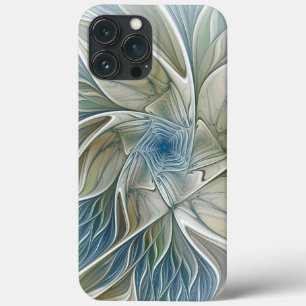 フローラドリームパターン抽象芸術ブルーカーキフラクタル iPhone 13 PRO MAXケース