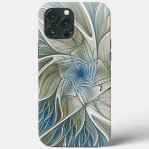フローラドリームパターン抽象芸術ブルーカーキフラクタル iPhone 13 PRO MAXケース