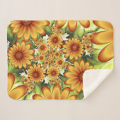 フローラドリームモダン、抽象芸術フラワーフラクタルアート シェルパブランケット (正面(横))