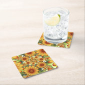 フローラドリームモダン、抽象芸術フラワーフラクタルアート スクエアペーパーコースター (インサイチュ)