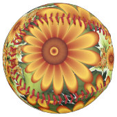 フローラドリームモダン、抽象芸術フラワーフラクタルアート ソフトボール (正面左)