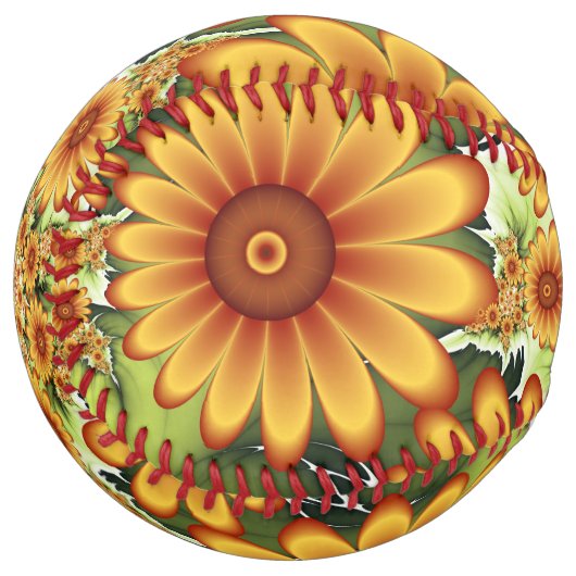 フローラドリームモダン、抽象芸術フラワーフラクタルアート ソフトボール (正面左)