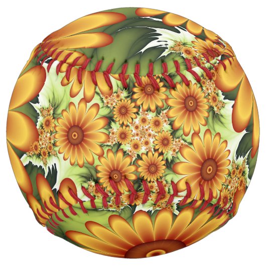 フローラドリームモダン、抽象芸術フラワーフラクタルアート ソフトボール (裏面)