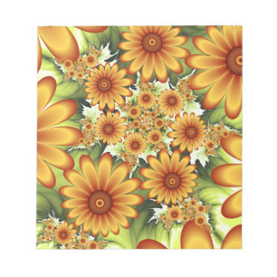 フローラドリームモダン、抽象芸術フラワーフラクタルアート ノートパッド