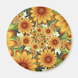 フローラドリームモダン、抽象芸術フラワーフラクタルアート マグネット