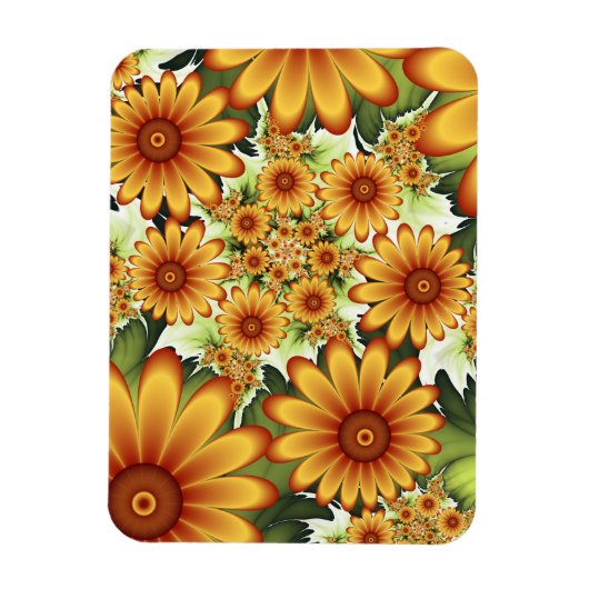 フローラドリームモダン、抽象芸術フラワーフラクタルアート マグネット (縦)