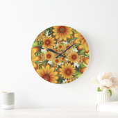 フローラドリームモダン、抽象芸術フラワーフラクタルアート ラージ壁時計 (ホーム)