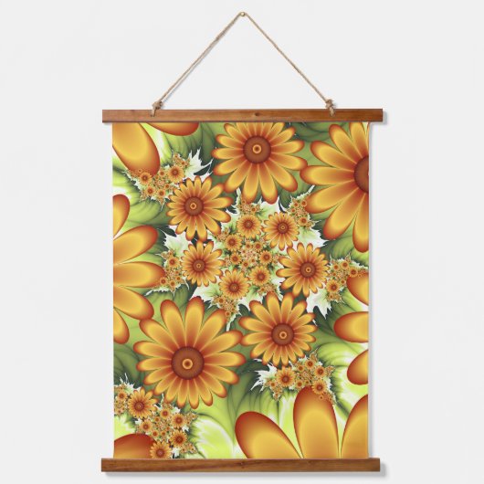 フローラドリームモダン、抽象芸術フラワーフラクタルアート 吊り下げ型タペストリー (正面)