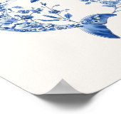 フローラドルフィン – コースタルブルーオンベージュウォールアート ポスター (角)