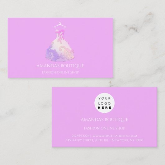 フローラドレスロゴファッション結婚のイベントピンク 名刺 (正面/裏面)