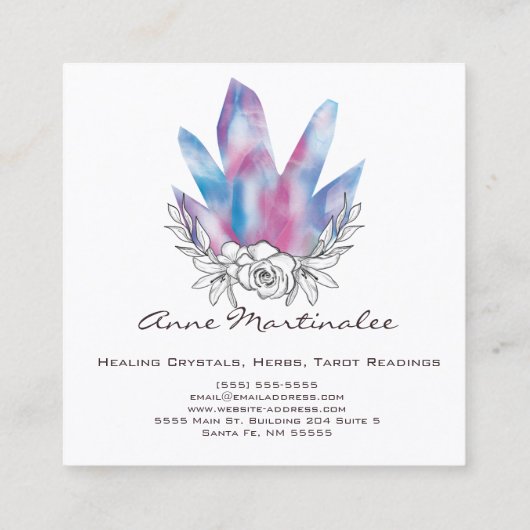 フローラドードルクリスタルスクエアビジネスカード スクエア名刺 (裏面)