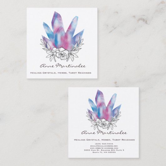 フローラドードルクリスタルスクエアビジネスカード スクエア名刺 (正面/裏面)