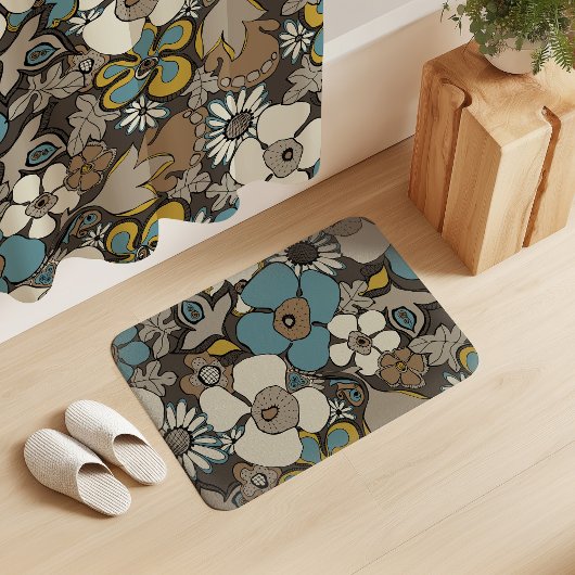 フローラドードルトルコブルーアンバーブラウンマスタード バスマット