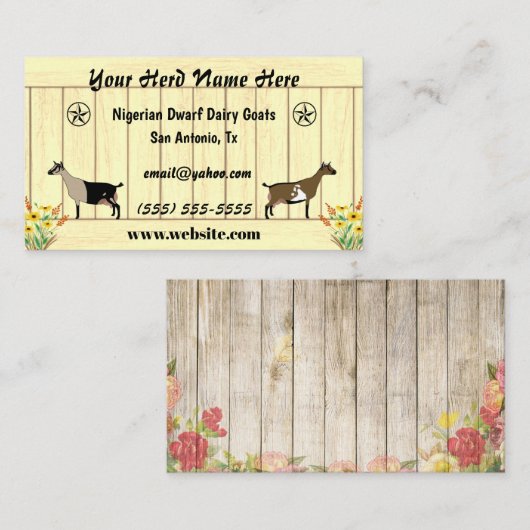 フローラナイジェリア矮化酪農ヤギバーンスター 名刺 (正面/裏面)
