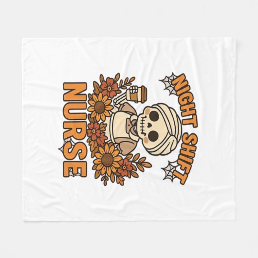 フローラナイトシフトナーススケルトンハロウィーンRNノール フリースブランケット (正面(横))