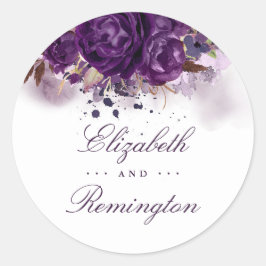 フローラナス紫の水色結婚の ラウンドシール