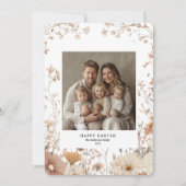 フローラニュートラルフレームファミリーフォト&名前イースター 招待状 (正面)