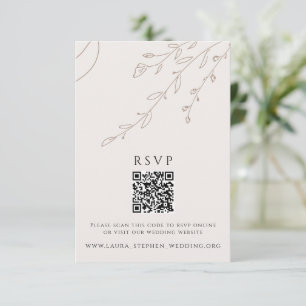 フローラニュートラルRSVPオンラインQRコード結婚のウェブサイト 招待状