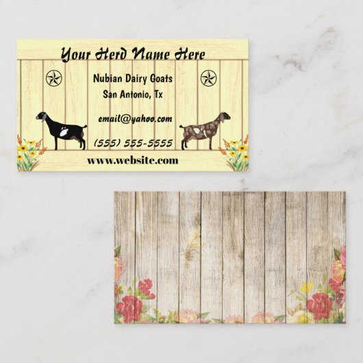 フローラヌビアン酪農ヤギバーンスター 名刺 (正面/裏面)