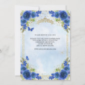フローラネイビエレガントーブルー金ゴールドティアラキンセアニラ 招待状 (裏面)