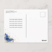 フローラネイビモダンーブルー金ゴールドティアラキンセアニラ ポストカード (裏面)