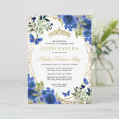 フローラネイビモダンーブルー金ゴールドティアラキンセアニラ 招待状 (スタンド正面)