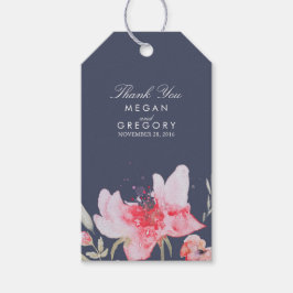 フローラネイビーとピンクウォーター結婚カラー ギフトタグ