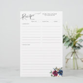 フローラネイビーエレガントブルーブルゴーニュレッドレシピカード (スタンド正面)