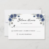 フローラネイビーバラアドルンゴールデンキンセアニェラRSVP サンキューカード (正面)