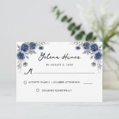 フローラネイビーバラアドルンゴールデンキンセアニェラRSVP サンキューカード (スタンド正面)