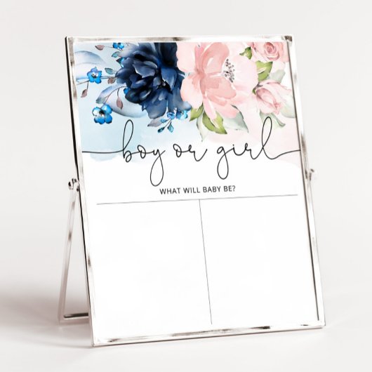 フローラネイビーピンク性別リビールボーイまたはガールチャート ポスター