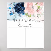 フローラネイビーピンク性別リビールボーイまたはガールチャート ポスター (正面)