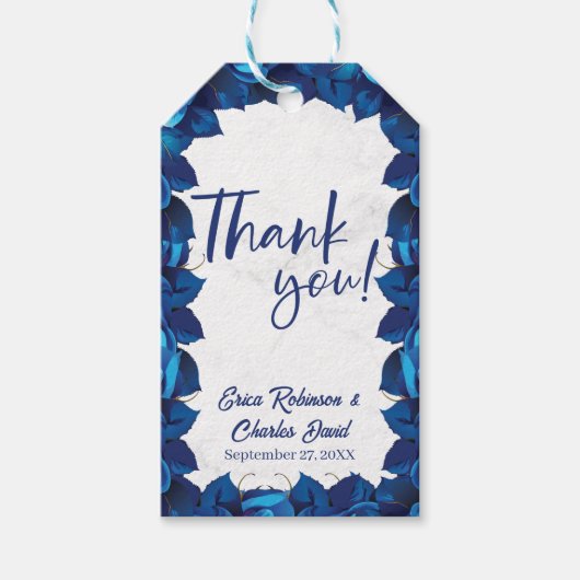フローラネイビーブルーありがとうご結婚ろ ギフトタグ (正面)