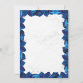 フローラネイビーブルーとホワイトマーブルムスリム結婚ズ 招待状 (裏面)