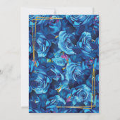 フローラネイビーブルーと金ゴールドフレームイスラーム結婚ズ 招待状 (裏面)