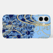 フローラネイビーブルーと金ゴールド旋回 Case-Mate iPhoneケース (裏面 (横))