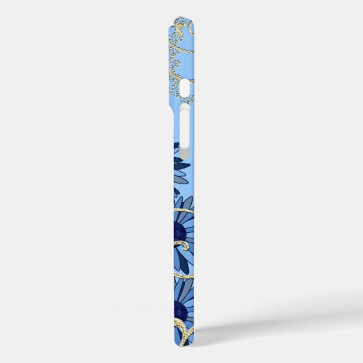 フローラネイビーブルーと金ゴールド旋回 Case-Mate iPhoneケース (裏面 / 左)