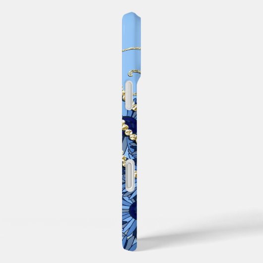 フローラネイビーブルーと金ゴールド旋回 Case-Mate iPhoneケース (裏面 / 右)