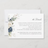 フローラネイビーブルーグリーン結婚リーの詳細の挿入 招待状 (正面)