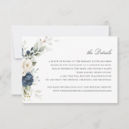 フローラネイビーブルーグリーン結婚リーの詳細の挿入 招待状