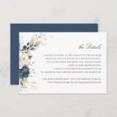 フローラネイビーブルーグリーン結婚リーの詳細の挿入 招待状 (正面/裏面)